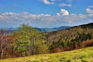 Beskidy, widok z boku wzgórza